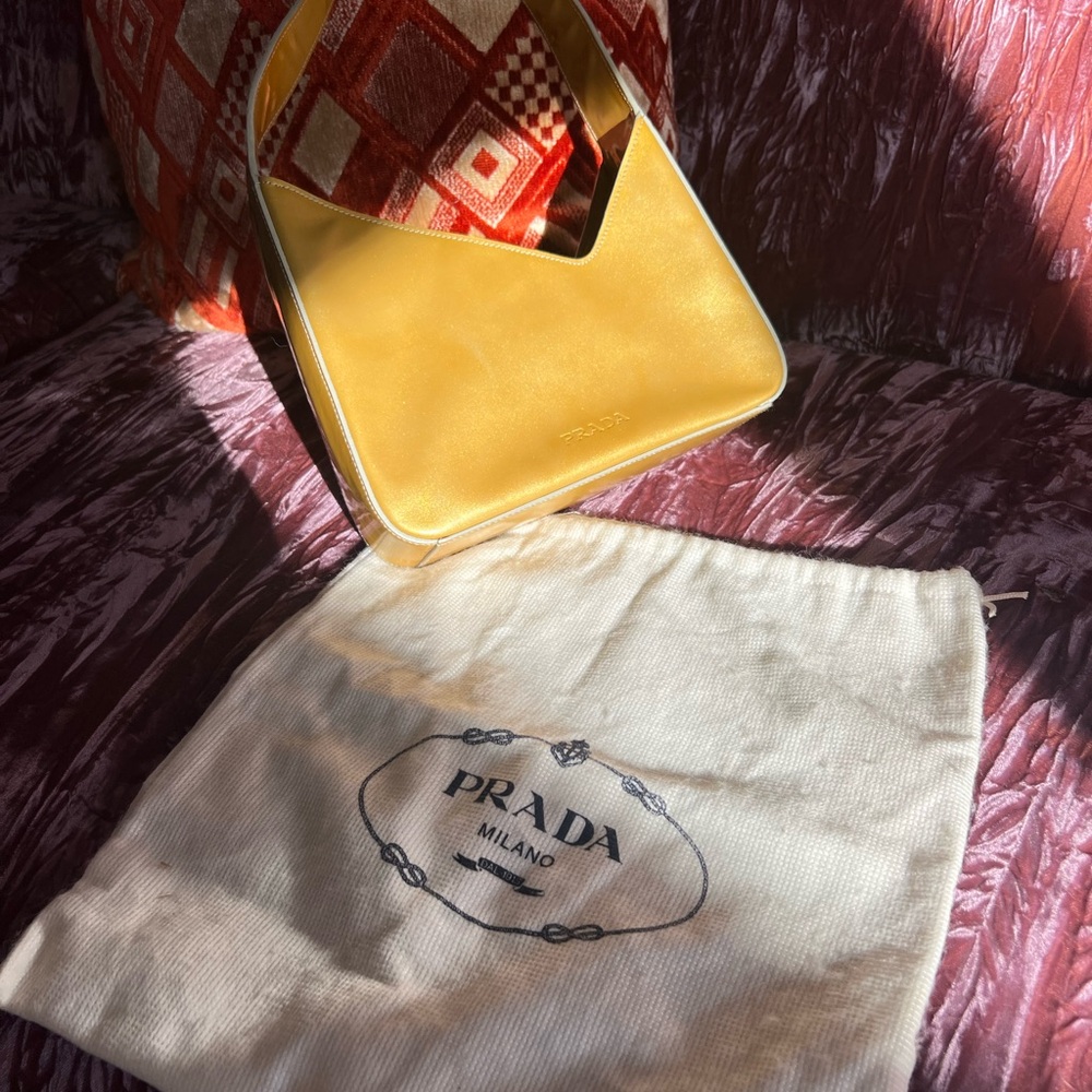 Prada Yellow Patent Leather Shoulder Bag - Picture 3 of 7